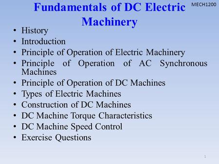 Fundamentals of DC Electric Machinery