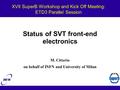 Status of SVT front-end electronics M. Citterio on behalf of INFN and University of Milan XVII SuperB Workshop and Kick Off Meeting: ETD3 Parallel Session.