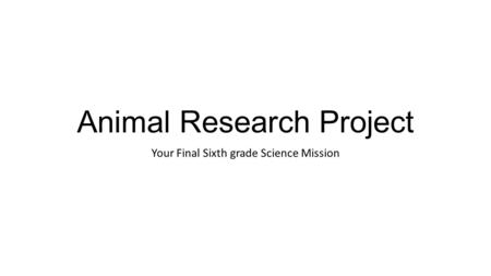 Animal Research Project Your Final Sixth grade Science Mission.