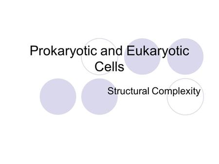 Prokaryotic and Eukaryotic Cells Structural Complexity.