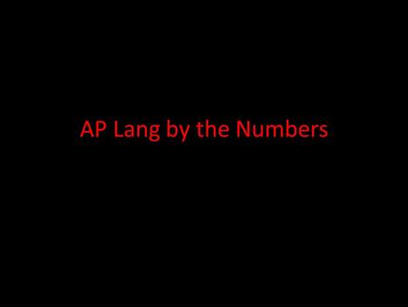 AP Lang by the Numbers. Scoring Systems -When we talk about scores, there are two separate scoring systems that matter to you. What is my grade in class?