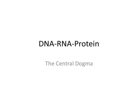 DNA-RNA-Protein The Central Dogma. Transcription-1 DNA can’t leave the nucleus. Proteins are made in the cytoplasm. What a conundrum!