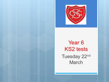 Year 6 KS2 tests Tuesday 22 nd March. Overview of 2016 tests For 2016, a new set of KS2 national curriculum tests has been introduced consisting of: English.