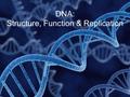 DNA: Structure, Function & Replication. Background Understanding… DNA! What do we recall?? What type of macromolecule is DNA? What is the function of.