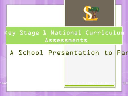 Key Stage 1 National Curriculum Assessments Information and Guidance on the Changes and Expectations for 2015/16 A School Presentation to Parents.