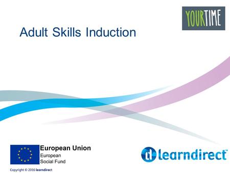 Adult Skills Induction. Welcome to learndirect We are a training provider with 15 years experience at helping people gain qualifications and improve their.