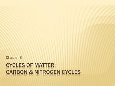 Chapter 3.  Matter recycles within and b/w ecosystems  Matter moves through in cycles  Never created or destroyed- just changes form!
