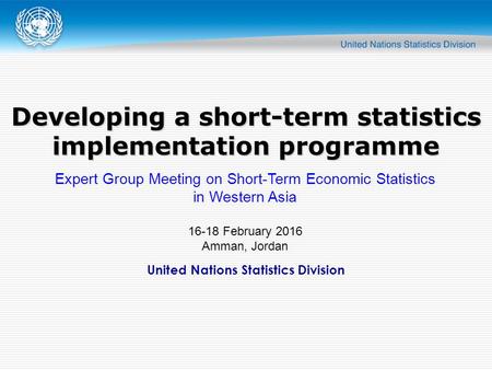 United Nations Statistics Division Developing a short-term statistics implementation programme Expert Group Meeting on Short-Term Economic Statistics in.
