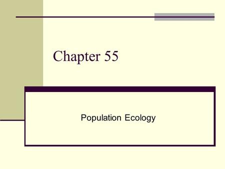 Chapter 55 Population Ecology. 55.1 Environmental factors Temperature Water Sunlight Soil.