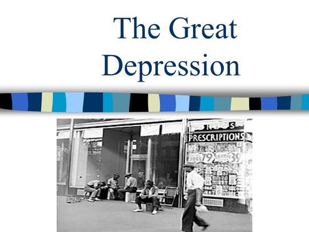 The Great Depression A depression is a time when industries do not grow and many people are out of work. Our nation has gone through several depressions.
