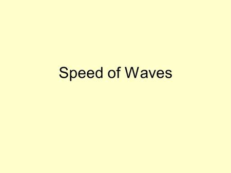 Speed of Waves. Review Wavelength CREST TROUGH REST amplitude Wavelength.
