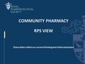 Section Title COMMUNITY PHARMACY RPS VIEW These slides reflect our current thinking and initial submission.