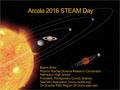 Arcola 2016 STEAM Day Robert Helm Physics Teacher/Science Research Coordinator Methacton High School President, Montgomery County Science Teachers Association.
