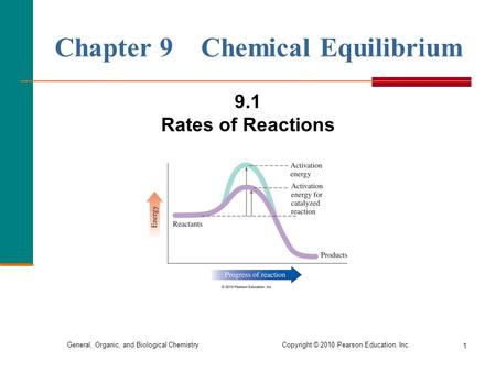 General, Organic, and Biological Chemistry Copyright © 2010 Pearson Education, Inc. 1 Chapter 9 Chemical Equilibrium 9.1 Rates of Reactions.