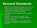 Demand Standards SSEMI2 The student will explain how the Law of Demand, the Law of Supply, prices, and profits work to determine production and distribution.