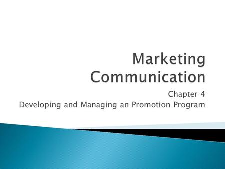Chapter 4 Developing and Managing an Promotion Program.