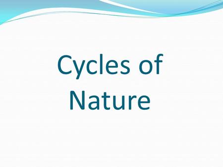 Cycles of Nature. Water Cycle: Review: As we have already learned, water is constantly being cycled and recycled in an ecosystem.