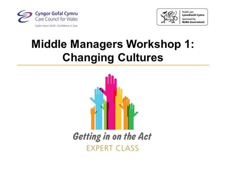 Middle Managers Workshop 1: Changing Cultures. An opportunity for middle managers… Two linked workshops exploring what it means to implement the Act locally.