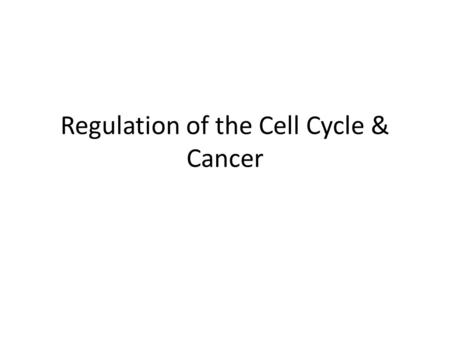 Regulation of the Cell Cycle & Cancer. Concept 9.3: The eukaryotic cell cycle is regulated by a molecular control system The frequency of cell division.