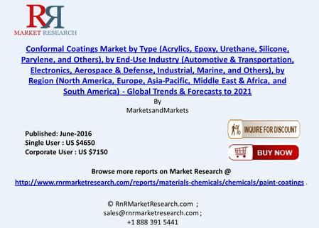Conformal Coatings Market by Material Type, End Use Industry & Region 
