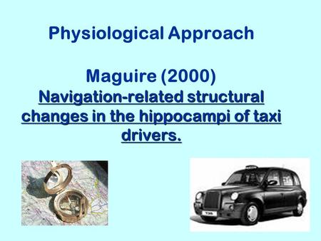 Navigation-related structural changes in the hippocampi of taxi drivers. Physiological Approach Maguire (2000) Navigation-related structural changes in.