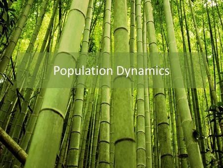 Population Dynamics. Every organism has a habitat and a niche.