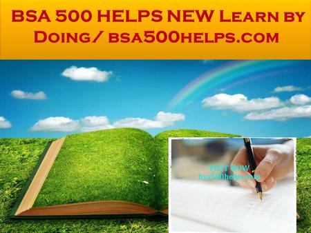 BSA 500 Entire Course(NEW) FOR MORE CLASSES VISIT www.bsa500helps.com BSA 500 Week Riordan Manufacturing Paper BSA 500 Week Calculate Financial Ratios.