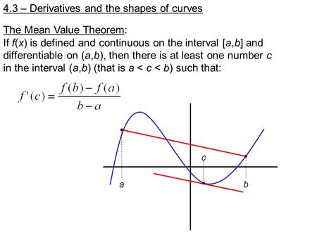 4.3 – Derivatives and the shapes of curves