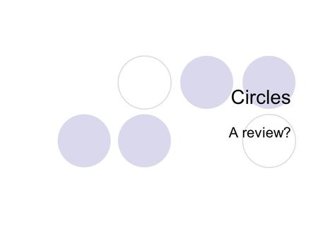 Circles A review?. Let's review what we already know about circles. Definition: A circle is a locus (set) of points in a plane equidistant from a fixed.
