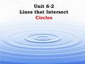 Unit 6-2 Lines that Intersect Circles. This photograph was taken 216 miles above Earth. From this altitude, it is easy to see the curvature of the horizon.