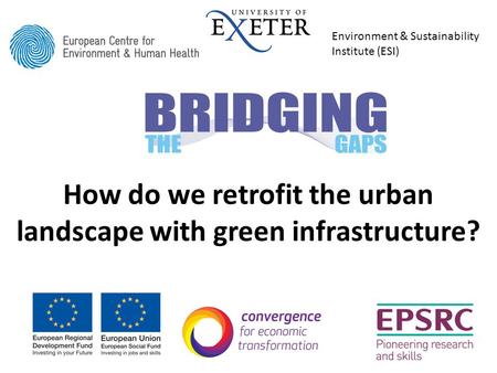 How do we retrofit the urban landscape with green infrastructure? Environment & Sustainability Institute (ESI)
