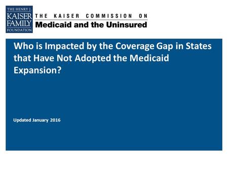 Who is Impacted by the Coverage Gap in States that Have Not Adopted the Medicaid Expansion? Updated January 2016.