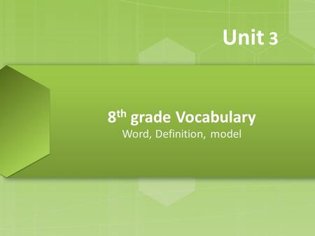 8 th grade Vocabulary Word, Definition, model Unit 3.