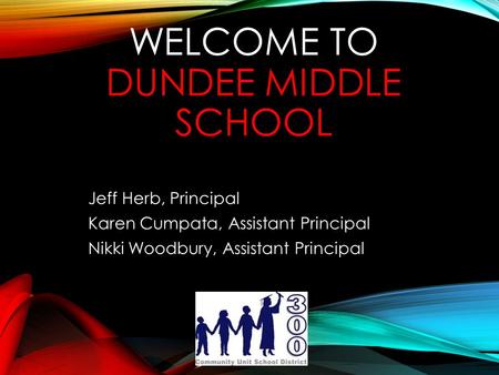 WELCOME TO DUNDEE MIDDLE SCHOOL Jeff Herb, Principal Karen Cumpata, Assistant Principal Nikki Woodbury, Assistant Principal.
