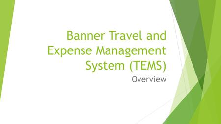 Banner Travel and Expense Management System (TEMS) Overview.