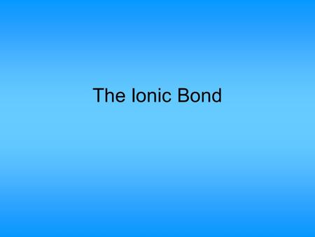 The Ionic Bond. Helium, neon and argon are atoms which do not react with other atoms. We call them the Inert Gases (or Noble Gases) because of this. Each.