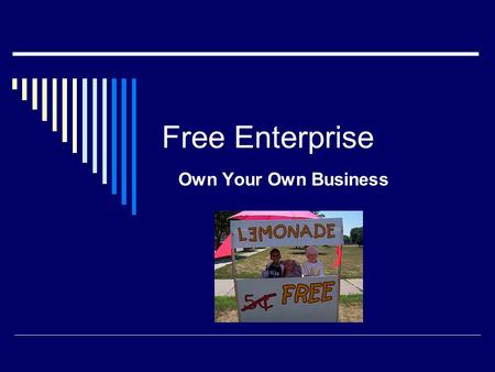 Free Enterprise Own Your Own Business. The Good & Bad  What might be the benefits of owning your own business?  What might be the negatives to owning.