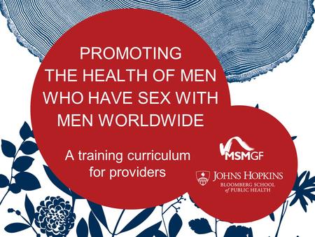 PROMOTING THE HEALTH OF MEN WHO HAVE SEX WITH MEN WORLDWIDE A training curriculum for providers.