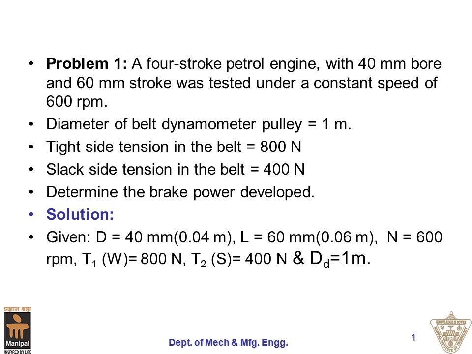 Diameter Of Belt Dynamometer Pulley 1 M Ppt Video Online Download