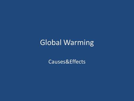 Global Warming Causes&Effects. Natural cause Greenhouse gas.