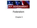 Federalism Chapter 3. Terms you need to know… Federalism Federalist #51 Delegated powers Reserved powers Concurrent powers Prohibited powers Elastic clause.