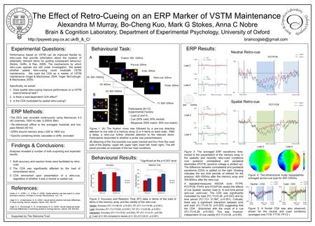 The Effect of Retro-Cueing on an ERP Marker of VSTM Maintenance Alexandra M Murray, Bo-Cheng Kuo, Mark G Stokes, Anna C Nobre Brain & Cognition Laboratory,