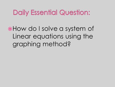  How do I solve a system of Linear equations using the graphing method?