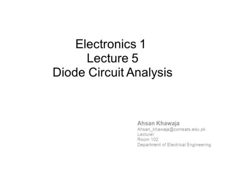 Diode Circuit Analysis