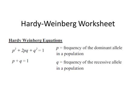 Hardy-Weinberg Worksheet