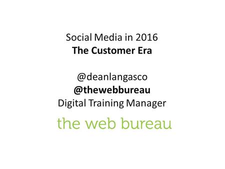 Social Media in 2016 The  Digital Training Manager.