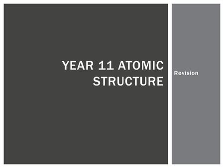 Revision YEAR 11 ATOMIC STRUCTURE.  What is the atomic number of an element?  What is contained in the nucleus?  What does the word valence mean? 