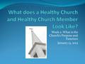 Week 2: What is the Church’s Purpose and Function January 13, 2013.