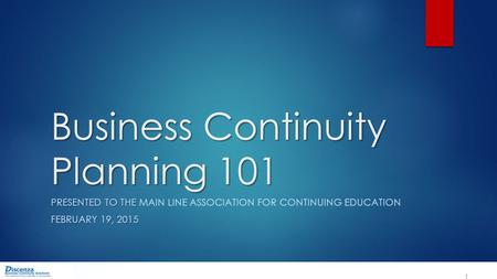 Business Continuity Planning 101