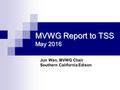 MVWG Report to TSS May 2016 Jun Wen, MVWG Chair Southern California Edison.